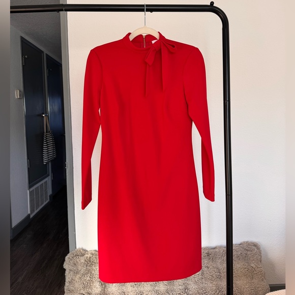 Calvin Klein Dresses & Skirts - Calvin Klein Red Long-Sleeve Tie-Neck Dress